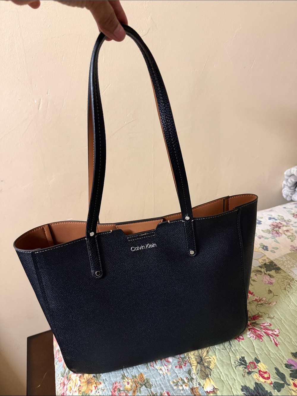 Calvin Klein Black Tote with Tan Interior Trim